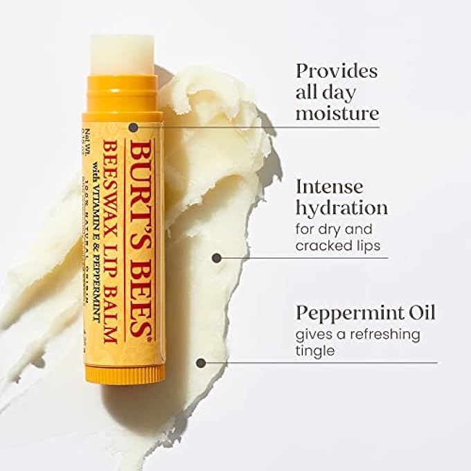 Burt's Bees LIP BALM MULTIPACK, LIP BALM SET, BEESWAX, STRAWBERRY, COCONUT & PEAR, VANILLA BEAN, BEST OF BURT'S, 4X4.25G - Image 3